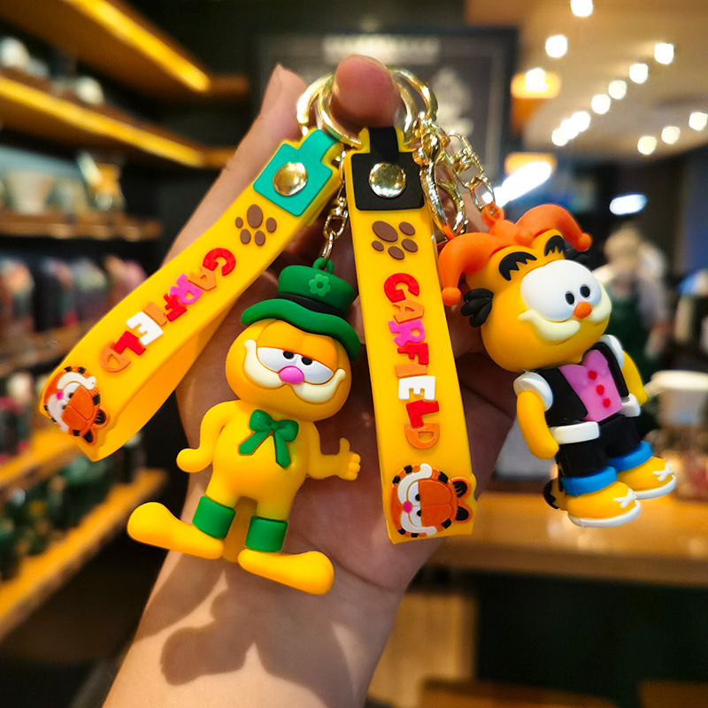 Car Accessories Wholesale - Creative Garfield Keychain Cartoon Car Figurine